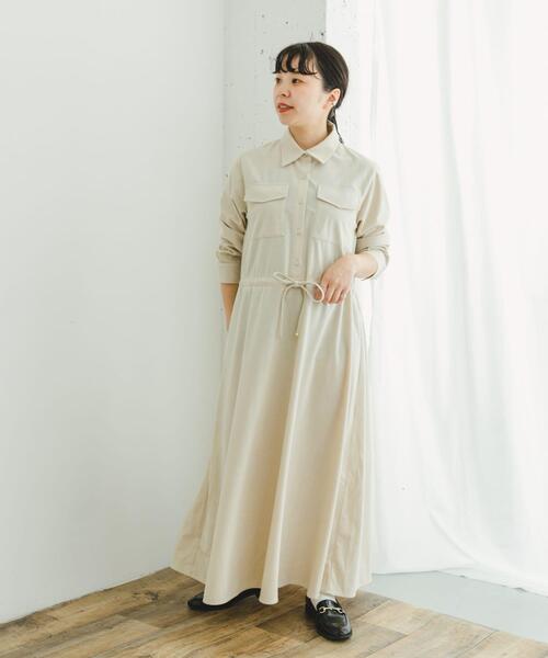 ITEMS URBANRESEARCH（アイテムズ アーバンリサーチ）の「ピケロングシャツワンピース（ワンピース・レディース・グレー系その他/ネイビー/モカ・FREE）」の5枚目の写真