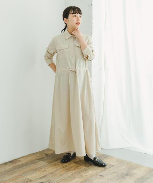 ITEMS URBANRESEARCH（アイテムズ アーバンリサーチ）の「ピケロングシャツワンピース（ワンピース・レディース・グレー系その他/ネイビー/モカ・FREE）」の6枚目の写真