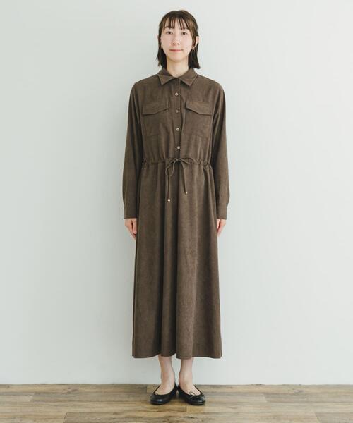 ITEMS URBANRESEARCH（アイテムズ アーバンリサーチ）の「ピケロングシャツワンピース（ワンピース・レディース・グレー系その他/ネイビー/モカ・FREE）」の12枚目の写真