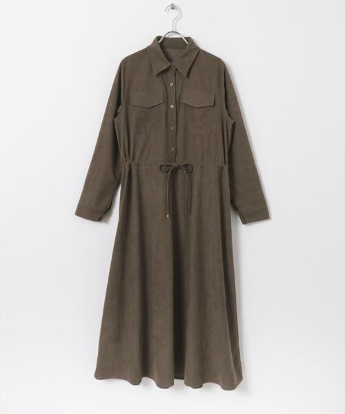 ITEMS URBANRESEARCH（アイテムズ アーバンリサーチ）の「ピケロングシャツワンピース（ワンピース・レディース・グレー系その他/ネイビー/モカ・FREE）」の15枚目の写真