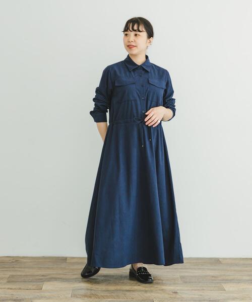 ITEMS URBANRESEARCH（アイテムズ アーバンリサーチ）の「ピケロングシャツワンピース（ワンピース・レディース・グレー系その他/ネイビー/モカ・FREE）」の18枚目の写真