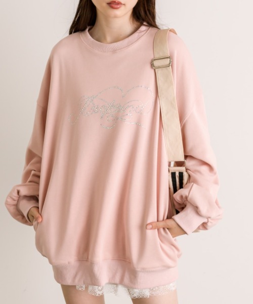 OLIVE des OLIVE（オリーブデオリーブ）の「きらきらビジュースウェット（Tシャツ/カットソー・レディース・チャコールグレー/オフホワイト/サックスブルー/ピンク・FREE）」の4枚目の写真