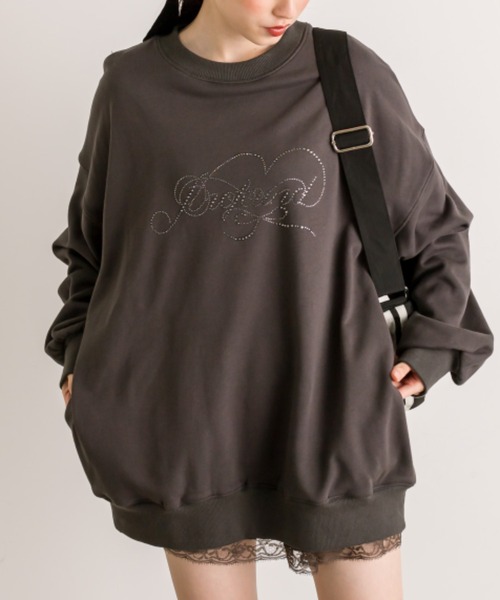 OLIVE des OLIVE（オリーブデオリーブ）の「きらきらビジュースウェット（Tシャツ/カットソー・レディース・チャコールグレー/オフホワイト/サックスブルー/ピンク・FREE）」の3枚目の写真