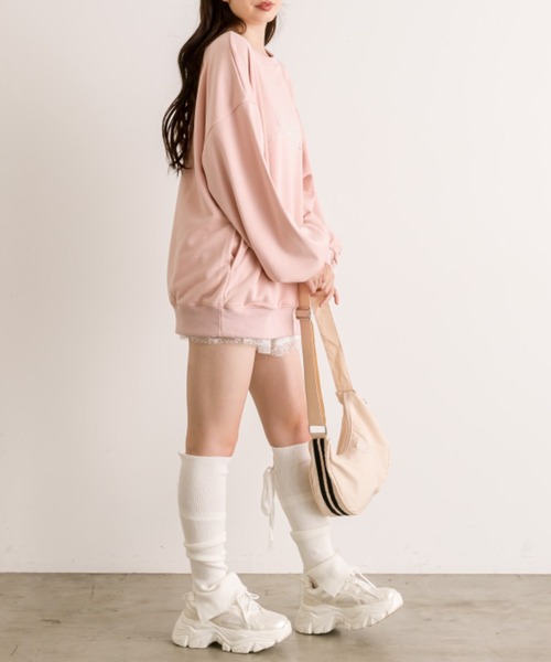 OLIVE des OLIVE（オリーブデオリーブ）の「きらきらビジュースウェット（Tシャツ/カットソー・レディース・チャコールグレー/オフホワイト/サックスブルー/ピンク・FREE）」の17枚目の写真