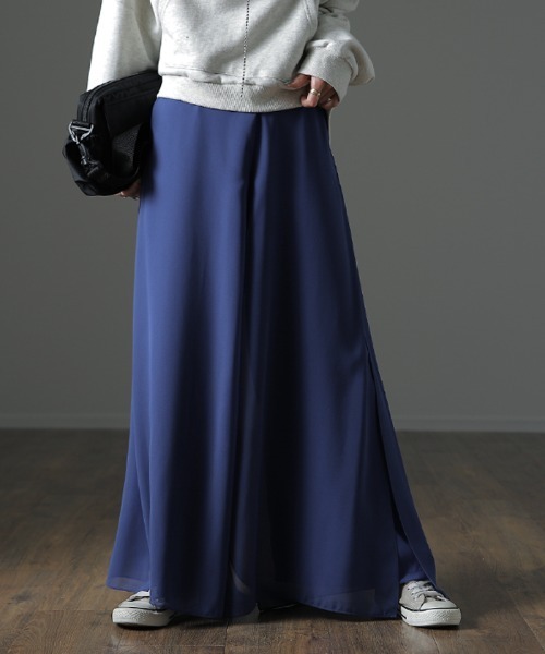 HUG.U(ハグユー)の「シフォンガウチョパンツ(その他パンツ・レディース・グレー系その他/ブラック系その他/マジェンタ/ブラック系その他2/グレー×ホワイト/グリーン系その他/ブルー系その他/ロイヤルブルー/ダークグレー/レッド系その他/ブラック×ホワイト・L/M/2XL/XL)」の9枚目の写真