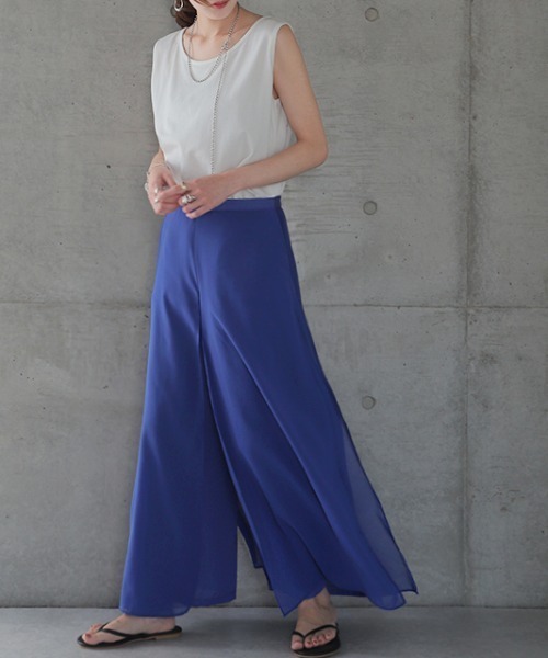 HUG.U(ハグユー)の「シフォンガウチョパンツ(その他パンツ・レディース・グレー系その他/ブラック系その他/マジェンタ/ブラック系その他2/グレー×ホワイト/グリーン系その他/ブルー系その他/ロイヤルブルー/ダークグレー/レッド系その他/ブラック×ホワイト・L/M/2XL/XL)」の16枚目の写真