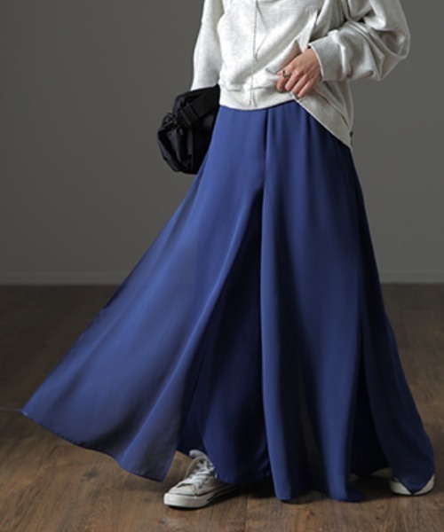 HUG.U(ハグユー)の「シフォンガウチョパンツ(その他パンツ・レディース・グレー系その他/ブラック系その他/マジェンタ/ブラック系その他2/グレー×ホワイト/グリーン系その他/ブルー系その他/ロイヤルブルー/ダークグレー/レッド系その他/ブラック×ホワイト・L/M/2XL/XL)」の14枚目の写真