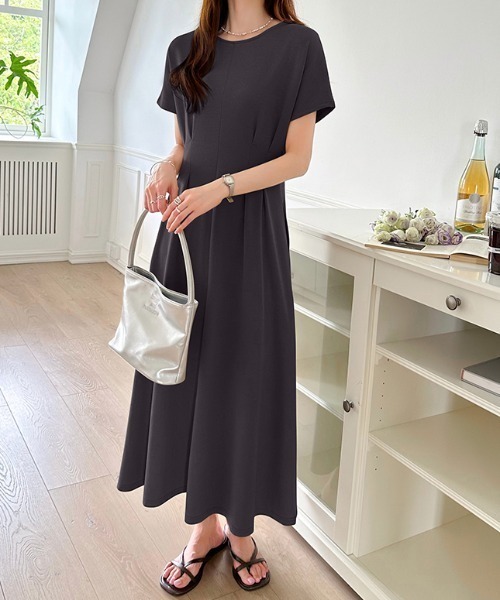 セール】前後2wayで楽しめる ウエストタックワンピース フロントジップ