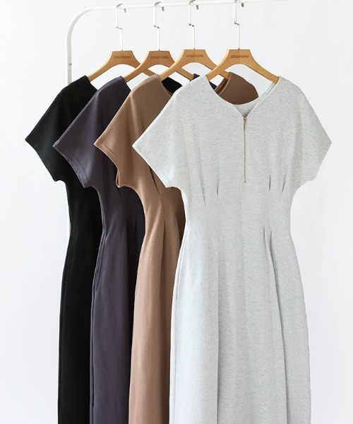 セール】前後2wayで楽しめる ウエストタックワンピース フロントジップ