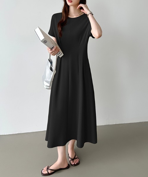 セール】前後2wayで楽しめる ウエストタックワンピース フロントジップ