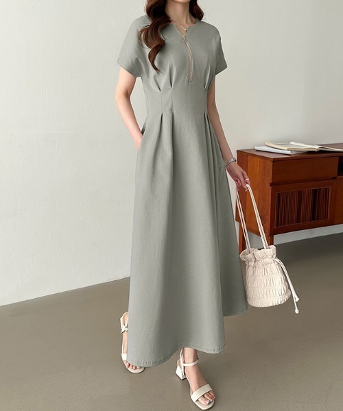 芽風 メフウ サークル 模様 2WAY バック タック ワンピース 芽風 メフウ サークル 模様 2WAY バック タック ワンピース