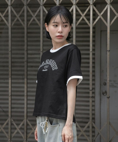MAZZZZY(マジ―)の「MAZZZZY/カレッジロゴT(Tシャツ/カットソー・レディース・ホワイト/ブラック・FREE)」の15枚目の写真