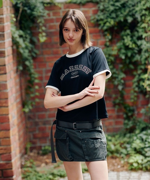 MAZZZZY(マジ―)の「MAZZZZY/カレッジロゴT(Tシャツ/カットソー・レディース・ホワイト/ブラック・FREE)」の6枚目の写真
