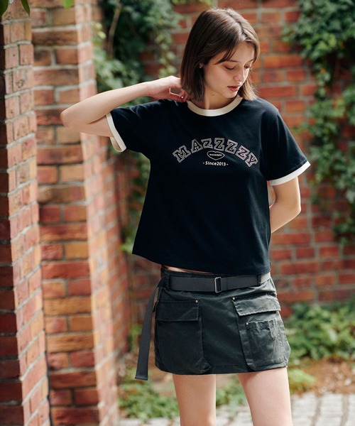 MAZZZZY(マジ―)の「MAZZZZY/カレッジロゴT(Tシャツ/カットソー・レディース・ホワイト/ブラック・FREE)」の7枚目の写真