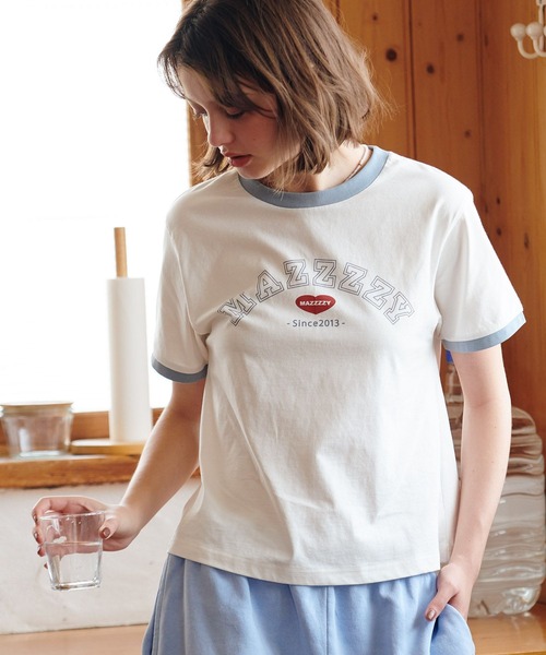 MAZZZZY(マジ―)の「MAZZZZY/カレッジロゴT(Tシャツ/カットソー・レディース・ホワイト/ブラック・FREE)」の21枚目の写真