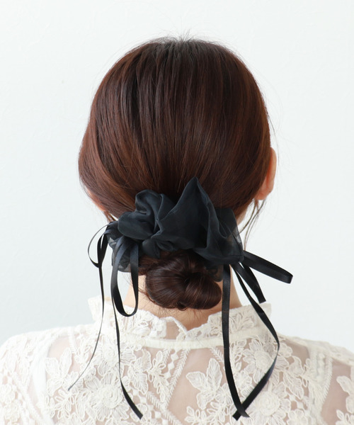 Three Four Time（ｽﾘｰﾌｫｰﾀｲﾑ）の「ダブルリボンシフォンシュシュ【結婚式/パーティ/フォーマル/デイリー】（シュシュ・レディース・ブラウン/ピンク/ブラック・FREE）」の14枚目の写真