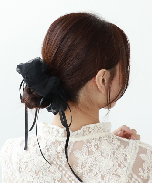 Three Four Time（ｽﾘｰﾌｫｰﾀｲﾑ）の「ダブルリボンシフォンシュシュ【結婚式/パーティ/フォーマル/デイリー】（シュシュ・レディース・ブラウン/ピンク/ブラック・FREE）」の15枚目の写真