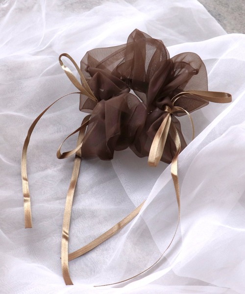 ダブルリボンシフォンシュシュ【結婚式/パーティ/フォーマル/デイリー