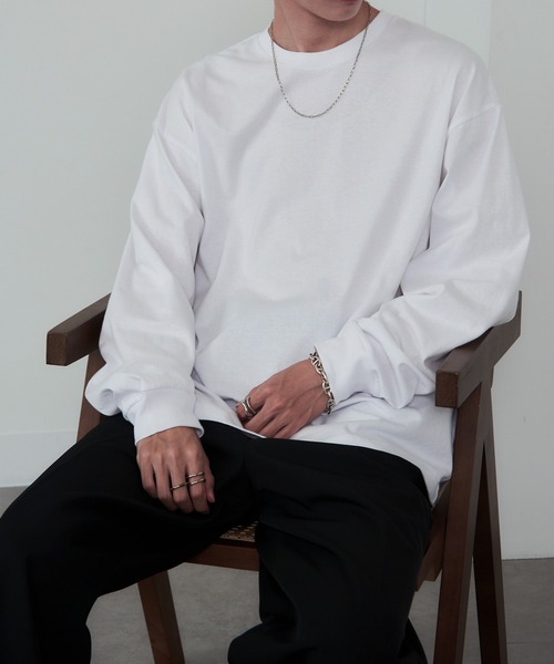 MAISON CLUB（メゾンクラブ）の「【MAISON CLUB】Over Size long sleeve Tee オーバーサイズロンTee（Tシャツ/カットソー・メンズ・ホワイト/ブラック・FREE）」の6枚目の写真