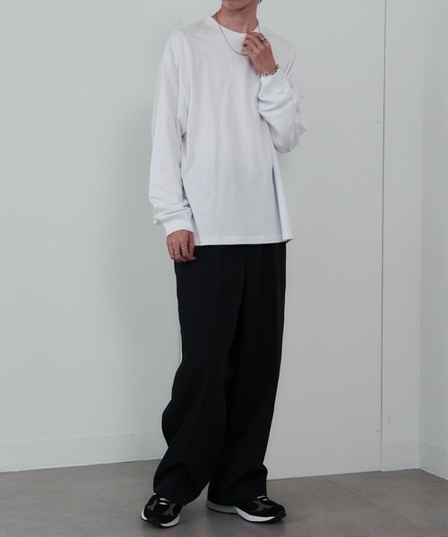 MAISON CLUB（メゾンクラブ）の「【MAISON CLUB】Over Size long sleeve Tee オーバーサイズロンTee（Tシャツ/カットソー・メンズ・ホワイト/ブラック・FREE）」の9枚目の写真