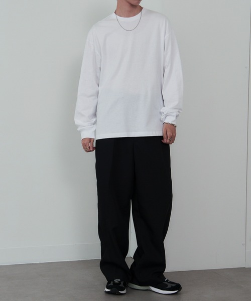 MAISON CLUB（メゾンクラブ）の「【MAISON CLUB】Over Size long sleeve Tee オーバーサイズロンTee（Tシャツ/カットソー・メンズ・ホワイト/ブラック・FREE）」の8枚目の写真