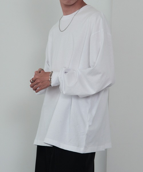 MAISON CLUB（メゾンクラブ）の「【MAISON CLUB】Over Size long sleeve Tee オーバーサイズロンTee（Tシャツ/カットソー・メンズ・ホワイト/ブラック・FREE）」の4枚目の写真