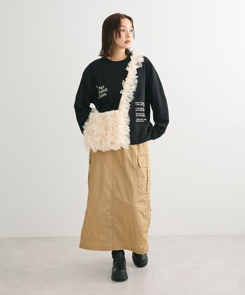 Green　Parks（グリーンパークス）の「・QUON　チュールフリルミニショルダー（ショルダーバッグ・レディース・グレー/アイボリー/ブラック/グリーン/サーモンピンク・FREE）」の20枚目の写真