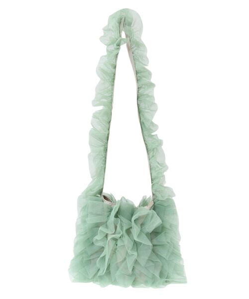 Green　Parks（グリーンパークス）の「・QUON　チュールフリルミニショルダー（ショルダーバッグ・レディース・グレー/アイボリー/ブラック/グリーン/サーモンピンク・FREE）」の22枚目の写真