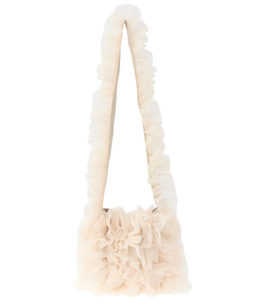 Green　Parks（グリーンパークス）の「・QUON　チュールフリルミニショルダー（ショルダーバッグ・レディース・グレー/アイボリー/ブラック/グリーン/サーモンピンク・FREE）」の2枚目の写真