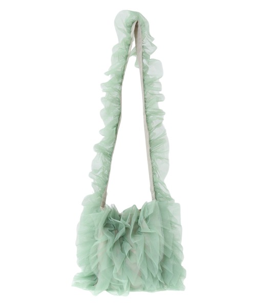 Green　Parks（グリーンパークス）の「・QUON　チュールフリルミニショルダー（ショルダーバッグ・レディース・グレー/アイボリー/ブラック/グリーン/サーモンピンク・FREE）」の9枚目の写真