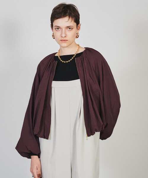 cloenc（クロエンス）の「◆【手洗い可】ギャザーバルーンブルゾン（ブルゾン・レディース・ブラック/カーキ/ブラウン系/ボルドー・01/02/03）」の7枚目の写真