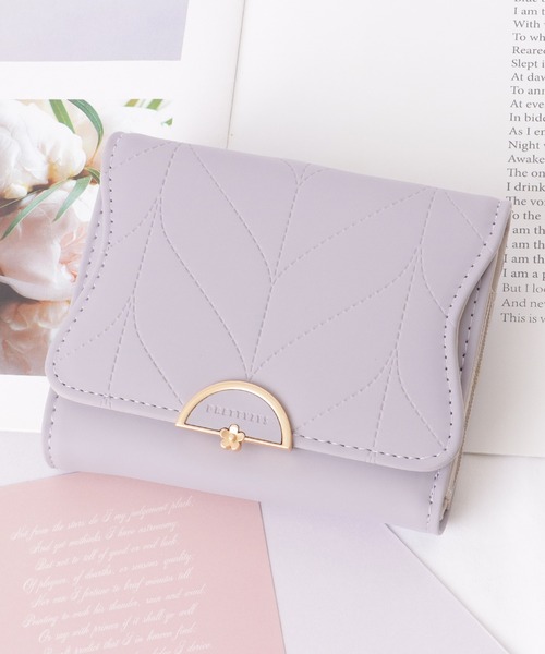 Lace Ladies（レースレディース）の「ヘリンボーン風 ステッチ ウエーブ 三つ折り 財布（財布・レディース・ラベンダー/ミント/ピンク系/ピンク/グレー/ブルー/ブラック・FREE）」の6枚目の写真