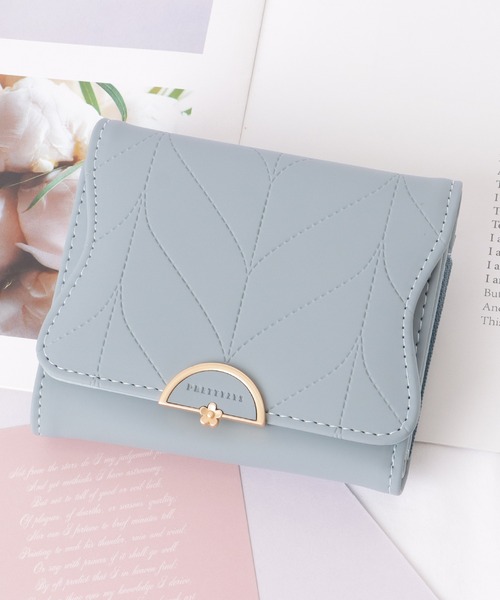 Lace Ladies（レースレディース）の「ヘリンボーン風 ステッチ ウエーブ 三つ折り 財布（財布・レディース・ラベンダー/ミント/ピンク系/ピンク/グレー/ブルー/ブラック・FREE）」の5枚目の写真