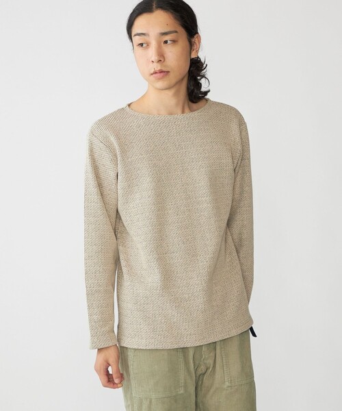 SHIPS(シップス)の「SHIPS: ローゲージ ピケ ボートネック カットソー(Tシャツ/カットソー・メンズ・ナチュラル/ブラック/ネイビー・SMALL/MEDIUM/LARGE/X-LARGE)」の3枚目の写真