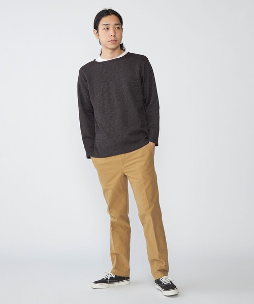 SHIPS(シップス)の「SHIPS: ローゲージ ピケ ボートネック カットソー(Tシャツ/カットソー・メンズ・ナチュラル/ブラック/ネイビー・SMALL/MEDIUM/LARGE/X-LARGE)」の4枚目の写真