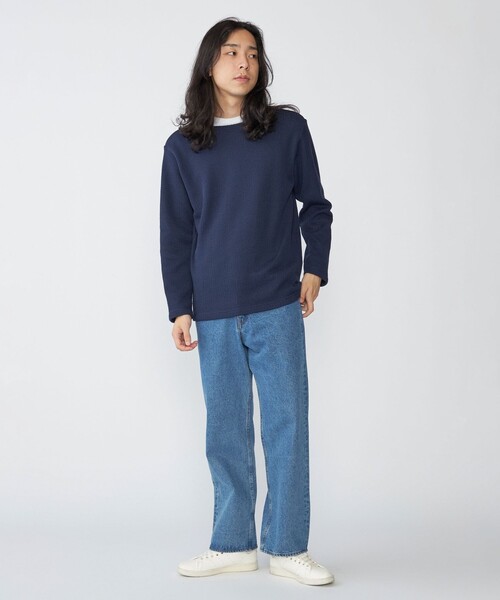 SHIPS(シップス)の「SHIPS: ローゲージ ピケ ボートネック カットソー(Tシャツ/カットソー・メンズ・ナチュラル/ブラック/ネイビー・SMALL/MEDIUM/LARGE/X-LARGE)」の5枚目の写真