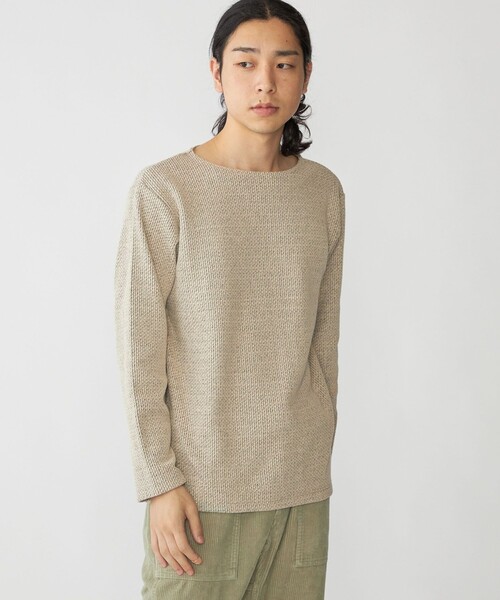 SHIPS(シップス)の「SHIPS: ローゲージ ピケ ボートネック カットソー(Tシャツ/カットソー・メンズ・ナチュラル/ブラック/ネイビー・SMALL/MEDIUM/LARGE/X-LARGE)」の10枚目の写真