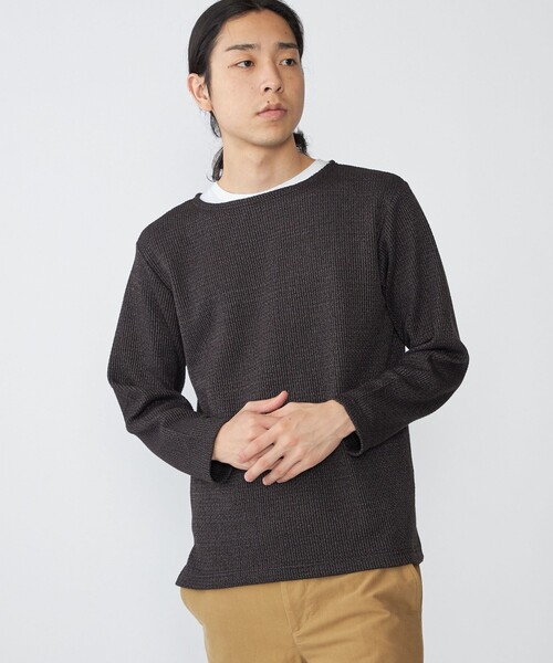 SHIPS(シップス)の「SHIPS: ローゲージ ピケ ボートネック カットソー(Tシャツ/カットソー・メンズ・ナチュラル/ブラック/ネイビー・SMALL/MEDIUM/LARGE/X-LARGE)」の15枚目の写真