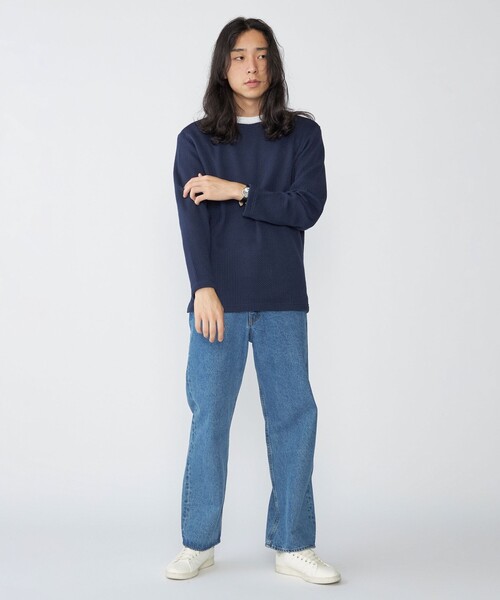 SHIPS(シップス)の「SHIPS: ローゲージ ピケ ボートネック カットソー(Tシャツ/カットソー・メンズ・ナチュラル/ブラック/ネイビー・SMALL/MEDIUM/LARGE/X-LARGE)」の16枚目の写真