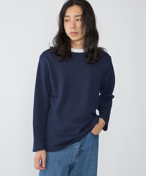 SHIPS(シップス)の「SHIPS: ローゲージ ピケ ボートネック カットソー(Tシャツ/カットソー・メンズ・ナチュラル/ブラック/ネイビー・SMALL/MEDIUM/LARGE/X-LARGE)」の17枚目の写真