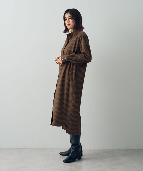 セール】ストライプ柄シャツワンピース（シャツワンピース