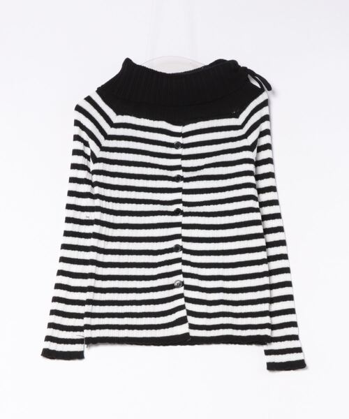 AsheKsha(アシクシャ)の「オフショルダーストライブトップス(Tシャツ/カットソー・レディース・グレー/ブラック/モカ・F)」の14枚目の写真