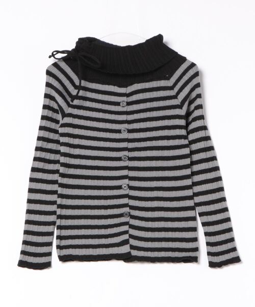 AsheKsha(アシクシャ)の「オフショルダーストライブトップス(Tシャツ/カットソー・レディース・グレー/ブラック/モカ・F)」の5枚目の写真