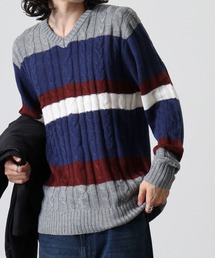 Cable knit v neck knit / ケーブル編みVネックニット unisex