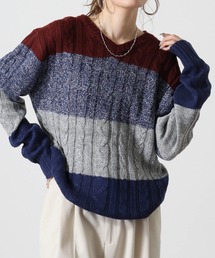 Cable knit v neck knit / ケーブル編みVネックニット unisex