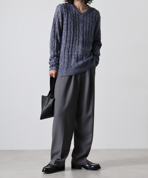 FUNALIVE(ファンアライブ)の「Cable knit v neck knit / ケーブル編みVネックニット unisex(ニット/セーター・メンズ・グレー系3/レッド系1/ネイビー系2/キャメル/ブラック系3/ブラック系2/ホワイト系1/ブラック系1/グレー系1/ブラック/ホワイト系2/グレー系2/ネイビー系1/オフホワイト・L/LL/M)」の18枚目の写真