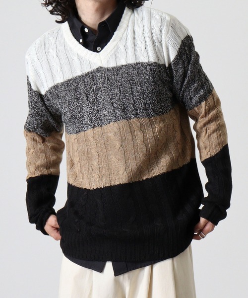 FUNALIVE(ファンアライブ)の「Cable knit v neck knit / ケーブル編みVネックニット unisex(ニット/セーター・メンズ・グレー系3/レッド系1/ネイビー系2/キャメル/ブラック系3/ブラック系2/ホワイト系1/ブラック系1/グレー系1/ブラック/ホワイト系2/グレー系2/ネイビー系1/オフホワイト・L/LL/M)」の21枚目の写真
