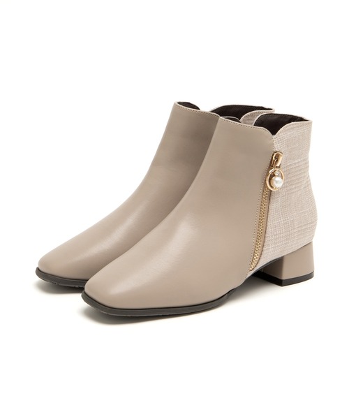 JELLY BEANS（ジェリービーンズ）の「◆防滑◆ファスナーチャーム付きショートブーツ(217-40324)JELLY BEANS(ジェリービーンズ)（ブーツ・レディース・アイボリー/ブラック/ダークブラウン・S/L/M）」の4枚目の写真