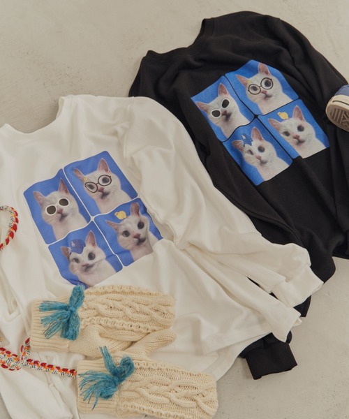 Unitage（ユニテージ）の「CATプリントスウェット（スウェット・レディース・ホワイト/ブラック・FREE）」の11枚目の写真