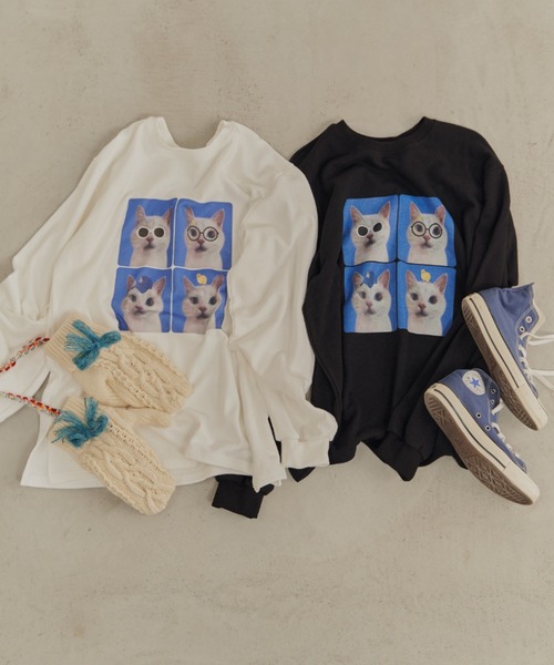 Unitage（ユニテージ）の「CATプリントスウェット（スウェット・レディース・ホワイト/ブラック・FREE）」の12枚目の写真